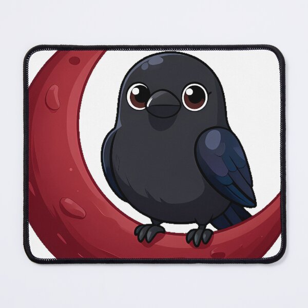 Item preview, Black Crow Perched on a Crimson Crescent Moon designed and sold by IllumeInk.