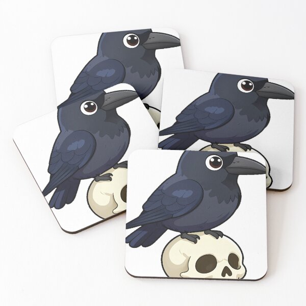 Item preview, Black Raven Perched on a Bone-White Skull designed and sold by IllumeInk.