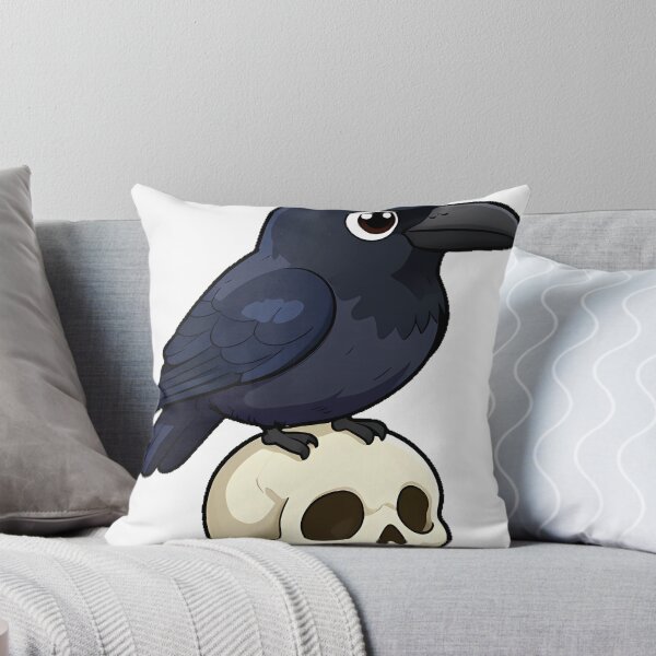 Item preview, Black Raven Perched on a Bone-White Skull designed and sold by IllumeInk.