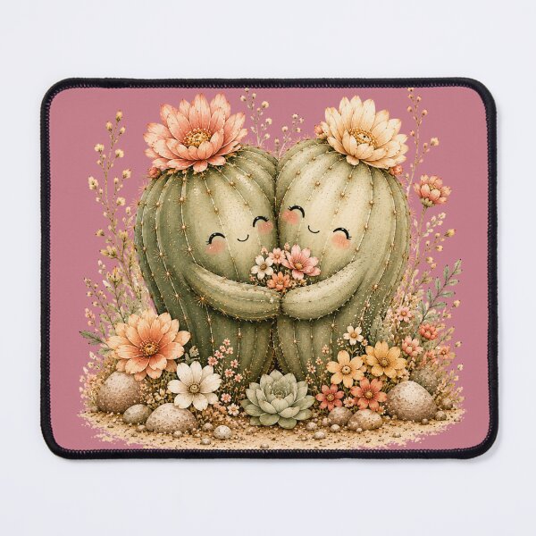 Item preview, Kawaii Cactus Hug Illustration – Sweet Affectionate Desert Design Art designed and sold by MagicMakerPh.
