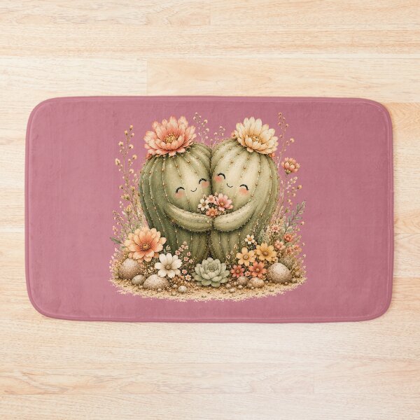 Item preview, Kawaii Cactus Hug Illustration – Sweet Affectionate Desert Design Art designed and sold by MagicMakerPh.