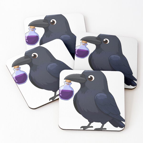 Item preview, Black Raven Holding a Dark Violet Potion Bottle designed and sold by IllumeInk.
