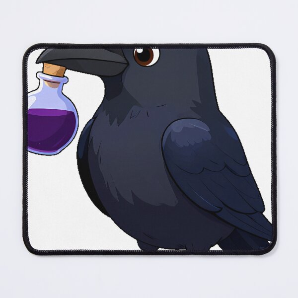 Item preview, Black Raven Holding a Dark Violet Potion Bottle designed and sold by IllumeInk.