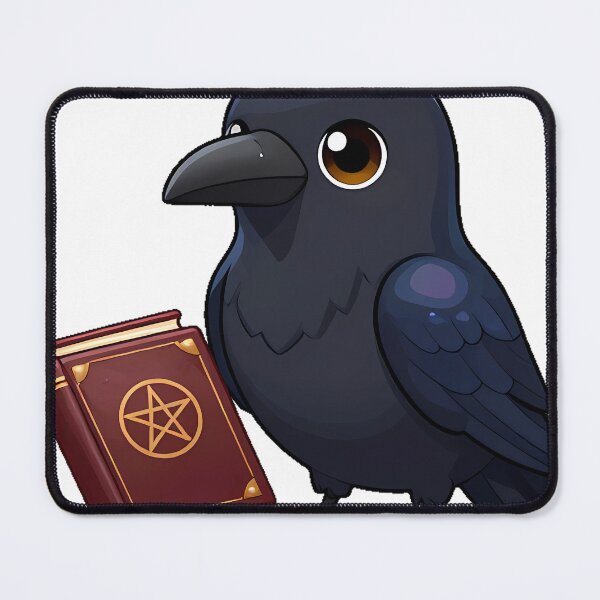 Item preview, Black Raven Standing Beside a Closed Spellbook designed and sold by IllumeInk.