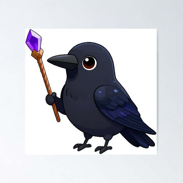 Item preview, Black Crow with a Twisted Wooden Wand designed and sold by IllumeInk.