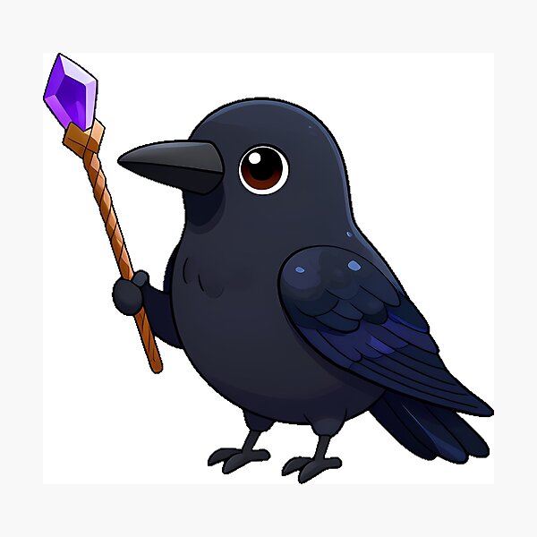 Item preview, Black Crow with a Twisted Wooden Wand designed and sold by IllumeInk.