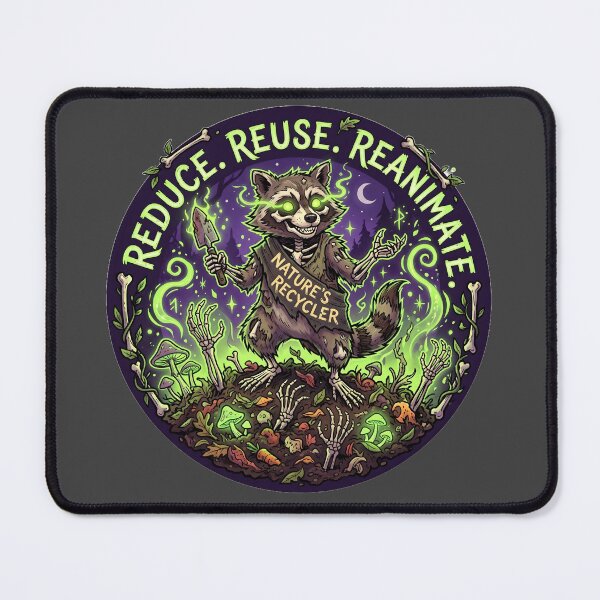 Item preview, Reduce Reuse Reanimate - Necromancer Raccoon Nature's Recycler designed and sold by Trevor Cutler.
