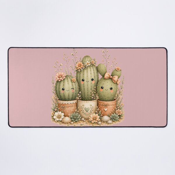 Item preview, Kawaii Cactus Sisters Illustration – Floral Accessory Trio Design Art designed and sold by MagicMakerPh.