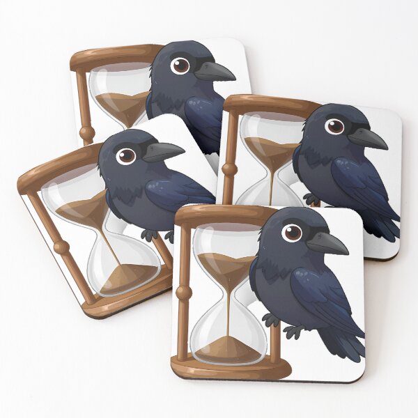 Item preview, Black Raven Perched on a Wooden Hourglass designed and sold by IllumeInk.