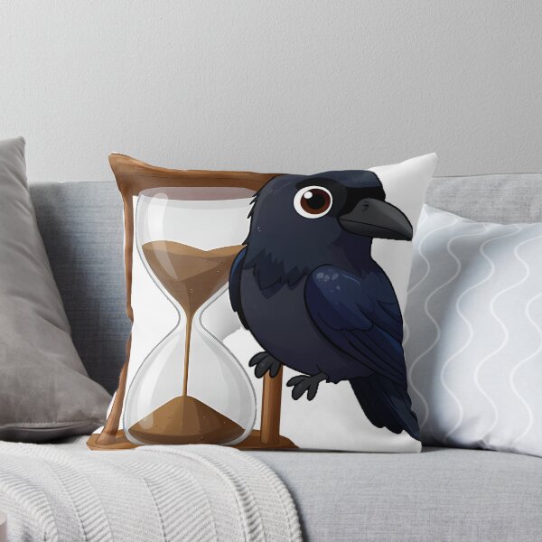Item preview, Black Raven Perched on a Wooden Hourglass designed and sold by IllumeInk.