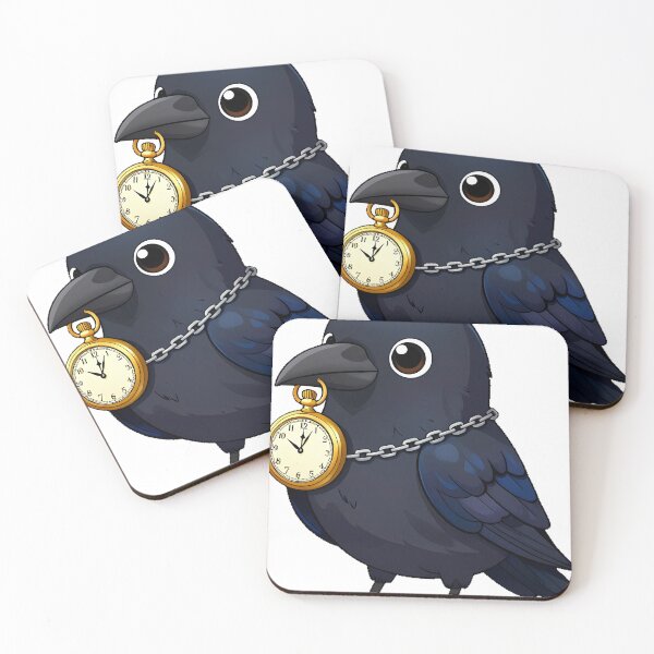 Item preview, Black Raven with an Antique Gold Pocket Watch designed and sold by IllumeInk.
