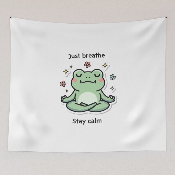 Item preview, Cute Meditating Frog Sticker | Kawaii Zen Frog | Just Breathe Stay Calm Mindfulness Cartoon designed and sold by MMK1SHOP.