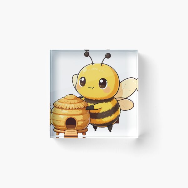 Item preview, Cute Bumblebee Standing Beside a Mini Beehive designed and sold by pumsquare.