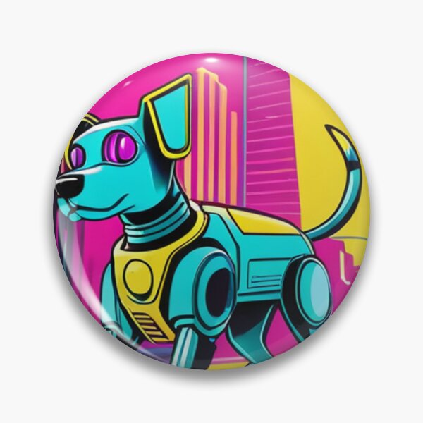 Item preview, Digital Art - Stylized Robot Canine, Futuristic Vaporwave Inspiration designed and sold by World-Pets.