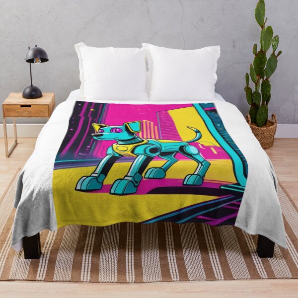 Item preview, Digital Art - Stylized Robot Canine, Futuristic Vaporwave Inspiration designed and sold by World-Pets.