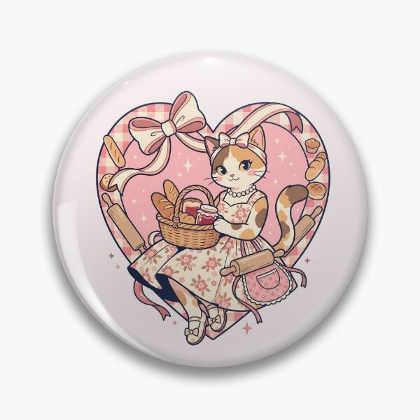 Item preview, Kawaii Baking Cat – Cottagecore Bakery & Strawberry Jam - Coquette designed and sold by CuteKats.