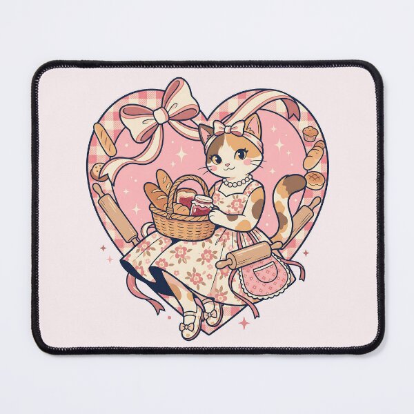 Item preview, Kawaii Baking Cat – Cottagecore Bakery & Strawberry Jam - Coquette designed and sold by CuteKats.