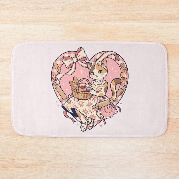 Item preview, Kawaii Baking Cat – Cottagecore Bakery & Strawberry Jam - Coquette designed and sold by CuteKats.