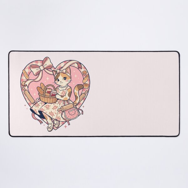 Item preview, Kawaii Baking Cat – Cottagecore Bakery & Strawberry Jam - Coquette designed and sold by CuteKats.
