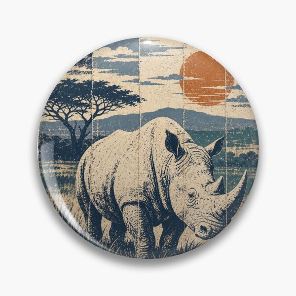 Item preview, White Rhino in the Open Grass Plain Wild Animal Wildlife Art designed and sold by VisualArtsOasis.