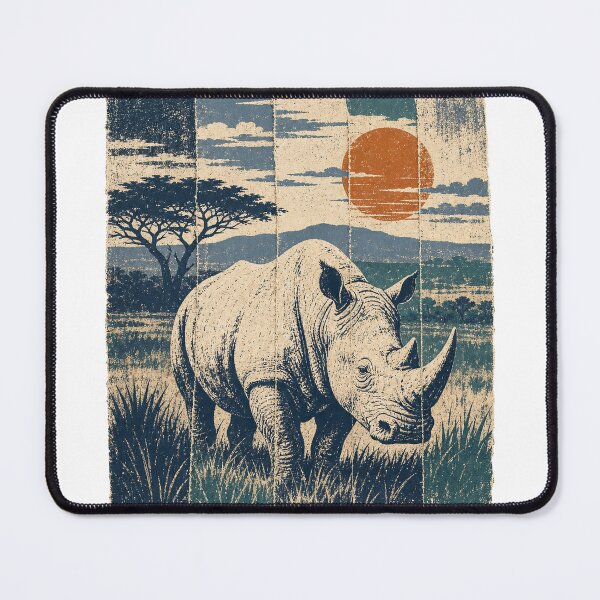 Item preview, White Rhino in the Open Grass Plain Wild Animal Wildlife Art designed and sold by VisualArtsOasis.