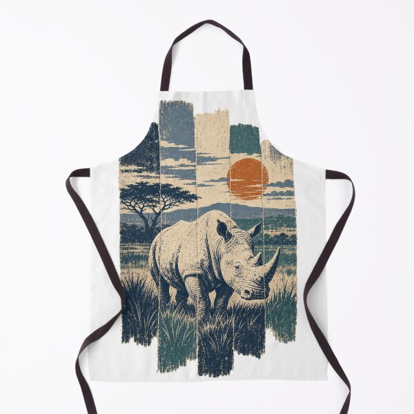 Item preview, White Rhino in the Open Grass Plain Wild Animal Wildlife Art designed and sold by VisualArtsOasis.