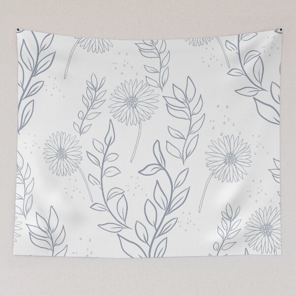 Item preview, Vintage Dusty Blue Wildflower Line Art Graphic designed and sold by altastudio.