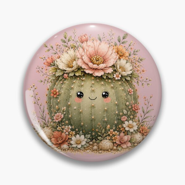 Item preview, Flower-Crowned Kawaii Cactus Illustration – Bloom Crown Design Art designed and sold by MagicMakerPh.