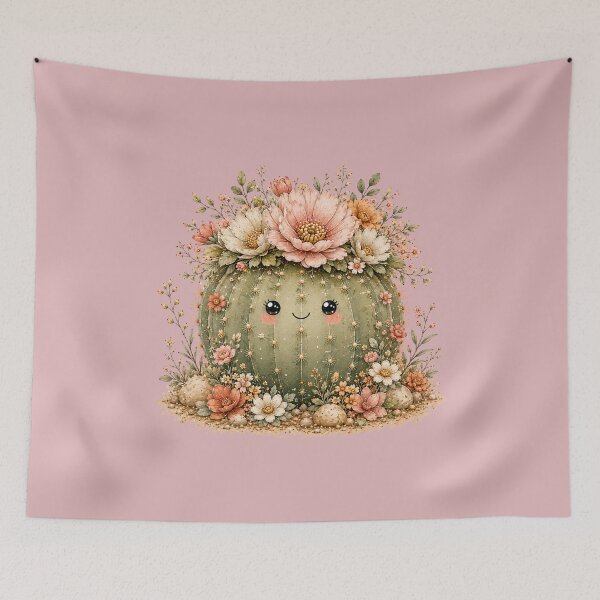 Item preview, Flower-Crowned Kawaii Cactus Illustration – Bloom Crown Design Art designed and sold by MagicMakerPh.
