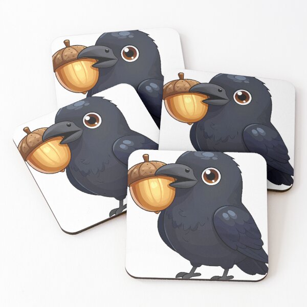 Item preview, Black Raven with a Golden Acorn designed and sold by IllumeInk.