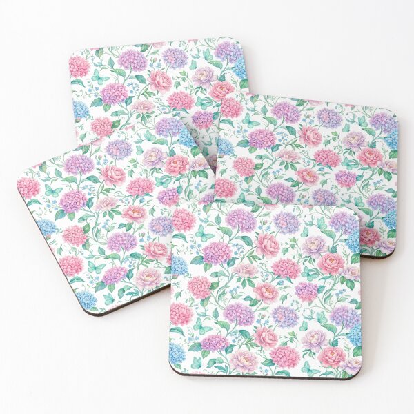 Item preview, Watercolor Hydrangea and Peony Floral Pattern with Butterflies designed and sold by FashioonTrends.