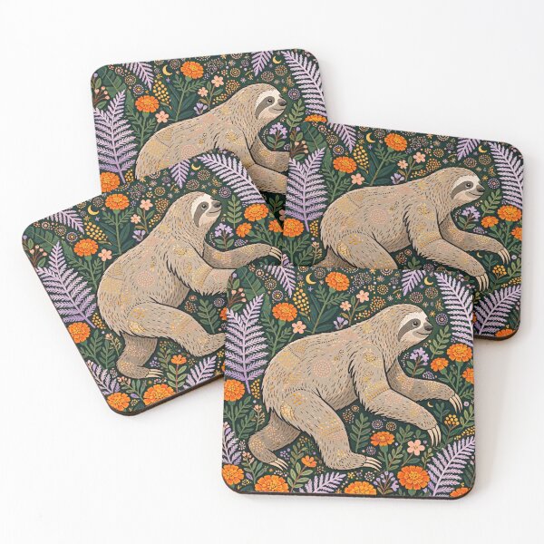 Item preview, Sloth Resting in Magical Floral Garden Art designed and sold by Jozefin's Studio.