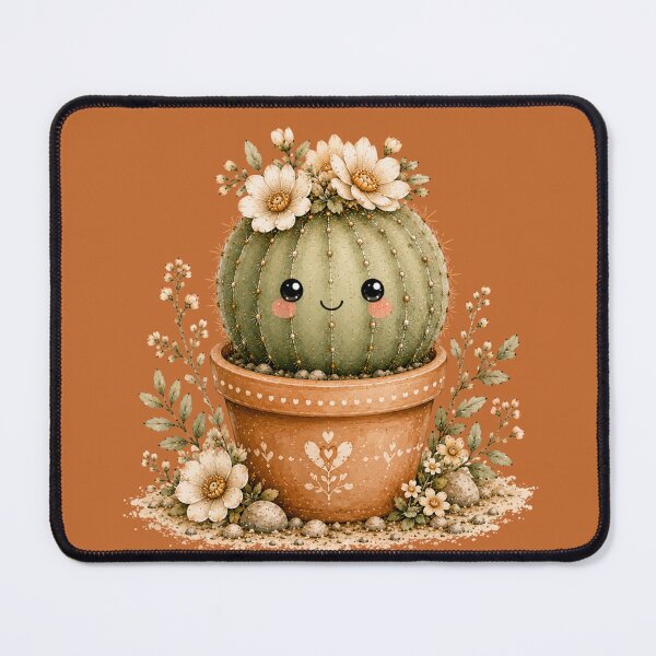 Item preview, Kawaii Cactus in Terracotta Pot Illustration – Cottagecore Design Art designed and sold by MagicMakerPh.