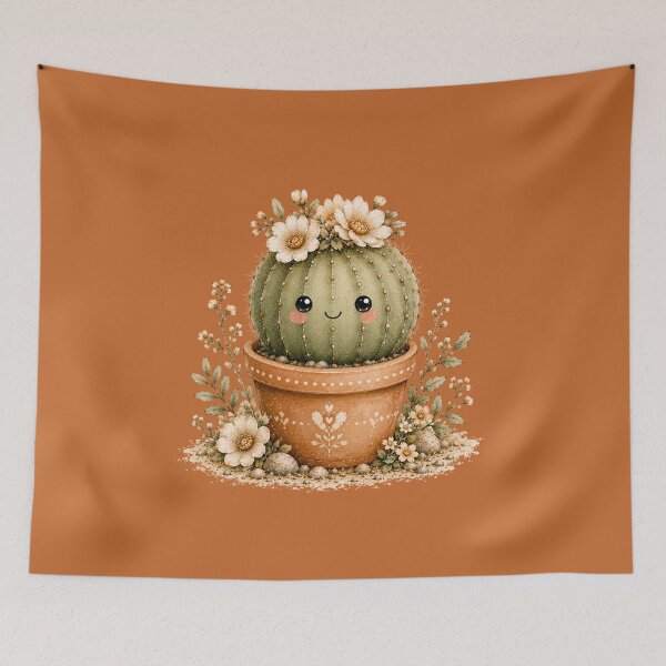Item preview, Kawaii Cactus in Terracotta Pot Illustration – Cottagecore Design Art designed and sold by MagicMakerPh.