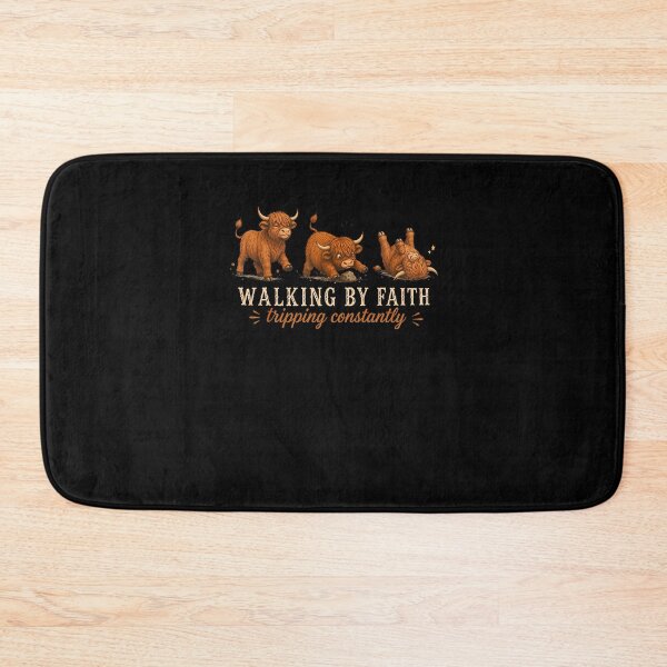Item preview, Walking By Faith Tripping Constantly Funny Highland Cow designed and sold by Noctivyra.