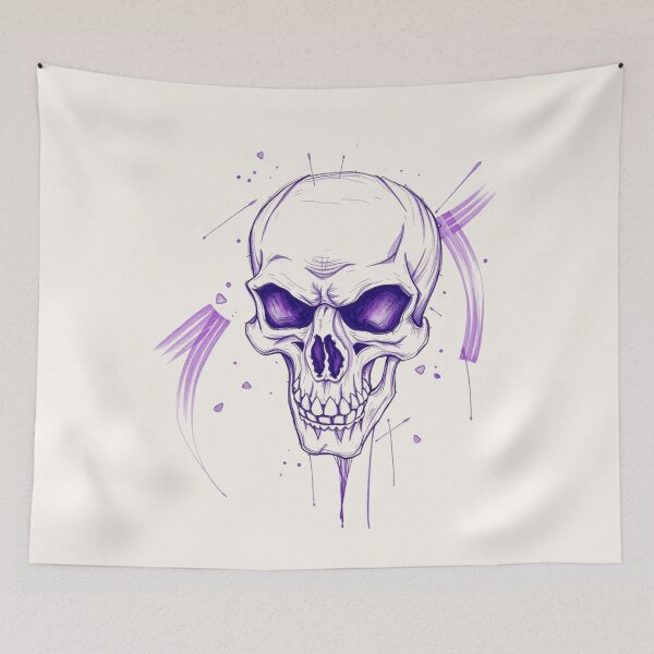 Item preview, Purple Ink Sketch Trash Polka Skull designed and sold by ERODED SELF.