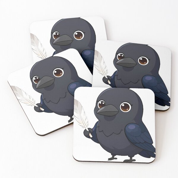 Item preview, Black Raven with a White Quill and Iron Inkwell designed and sold by IllumeInk.