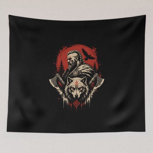 Item preview, Odin and Wolf – Viking Warrior Ravens & Norse Mythology designed and sold by Bizon2910.