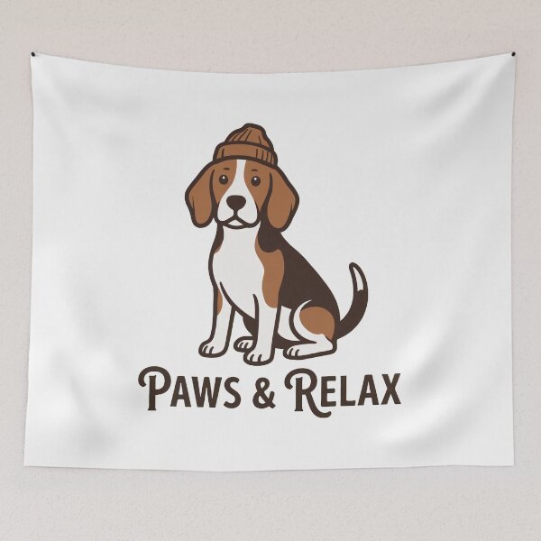 Item preview, Paws & Relax Beagle Dog Cozy Beanie Illustration designed and sold by GiaoCalonas.