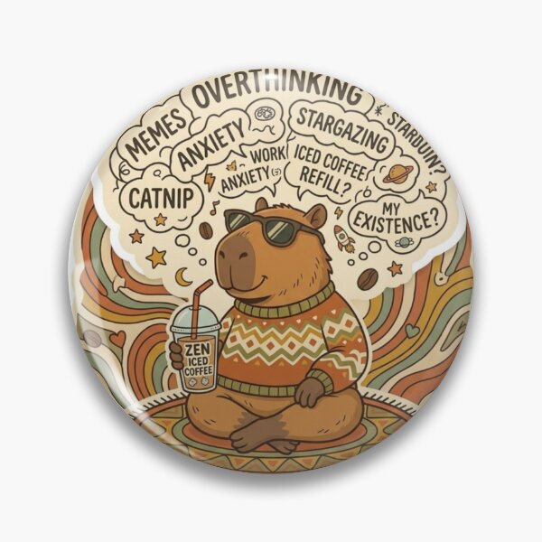 Item preview, Cozy Chaos In Session Retro Capybara Yoga designed and sold by Groovy Nest.