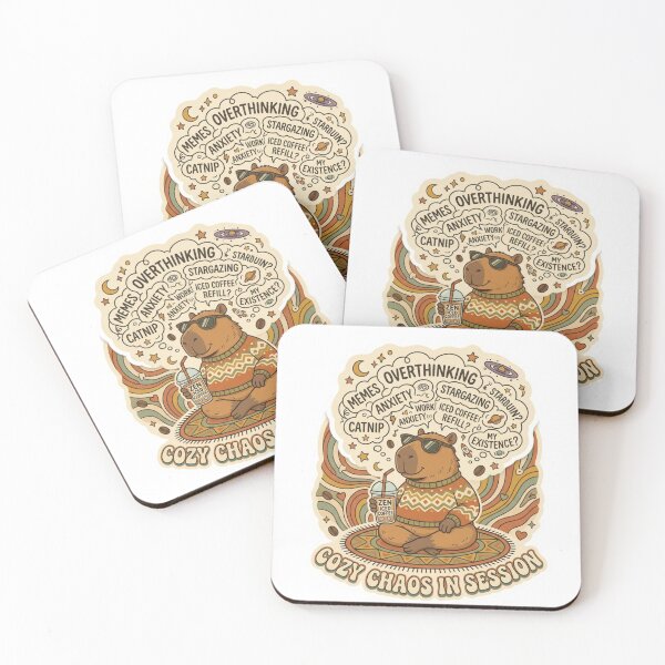 Item preview, Cozy Chaos In Session Retro Capybara Yoga designed and sold by Groovy Nest.