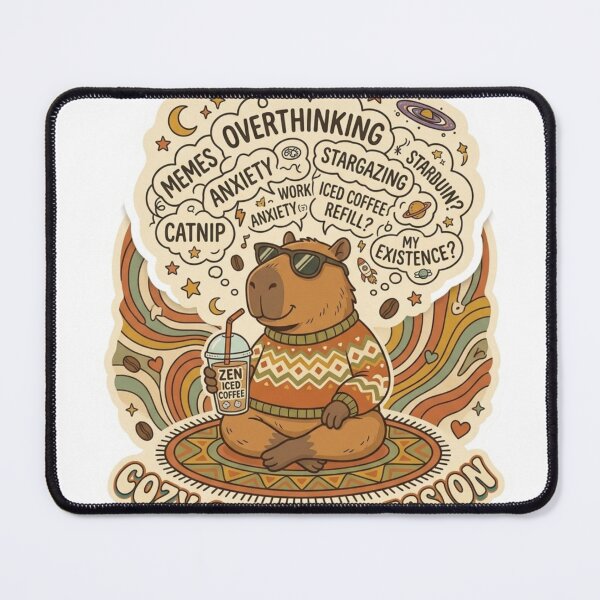 Item preview, Cozy Chaos In Session Retro Capybara Yoga designed and sold by Groovy Nest.