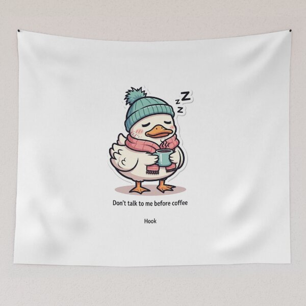 Item preview, Cute Sleepy Duck Coffee Sticker | Kawaii Cozy Duck with Coffee | Don't Talk to Me Before Coffee designed and sold by MMK1SHOP.