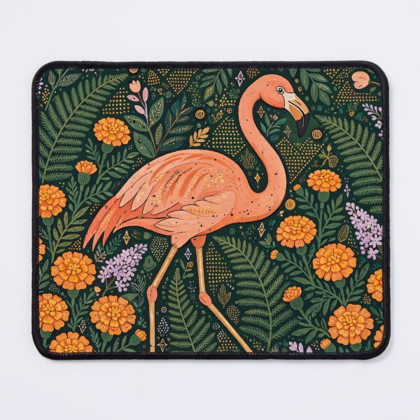 Item preview, Pink Flamingo Floral Botanical Folk Art Design designed and sold by Jozefin's Studio.