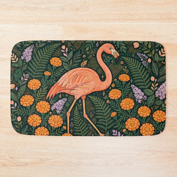 Item preview, Pink Flamingo Floral Botanical Folk Art Design designed and sold by Jozefin's Studio.
