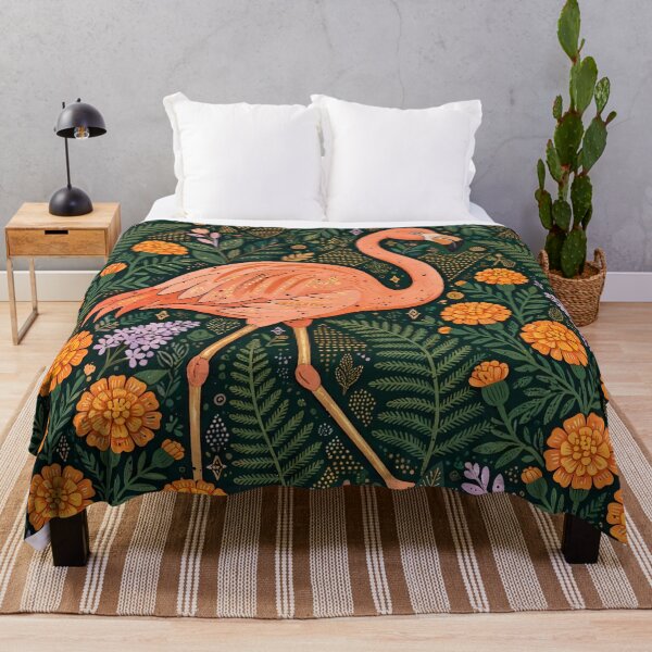 Item preview, Pink Flamingo Floral Botanical Folk Art Design designed and sold by Jozefin's Studio.