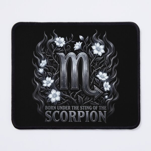 Item preview, Gothic scorpio glyph with silver thorns and flowers designed and sold by Osmose-Studio ⭐⭐⭐⭐⭐.