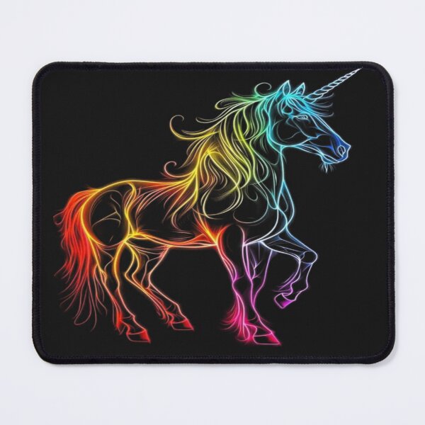 Item preview, The Unicorn of Eternal Light, Neon Rainbow Unicorn - Light Art with Multicolored Electric Lines on a Black Background designed and sold by RAYBIL.
