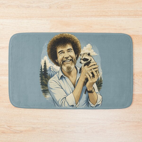 Item preview, Bob Ross Inspired Happy Little Trees Raccoon Vintage Nature Landscape Art Retro Painter Gift designed and sold by karamram.