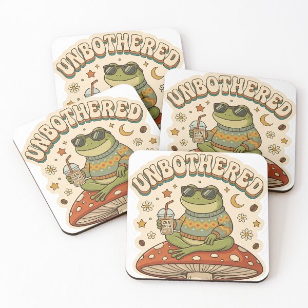 Item preview, Unbothered And Hydrated Retro Frog Mushroom Iced Coffee designed and sold by Groovy Nest.